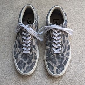 Vans Old Skool Hairy Suede Gray Leopard Unisex Men’s 7/Women's 8.5 EUC